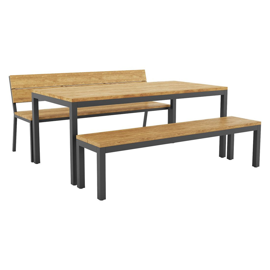 Spisesett ute Kobe 6 plasser aluminium teak 180x90 cm - OUTLIV bakside