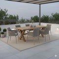 Spisesett ute Leon Dublin 7 deler aluminium og tau forfra