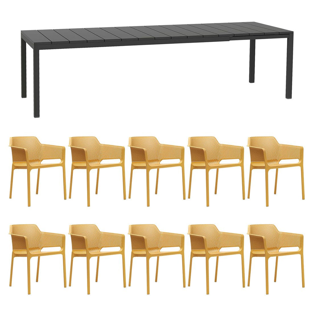 Spisesett ute Net 10 plasser aluminium 210/280x100 cm - Nardi nærbilde stol