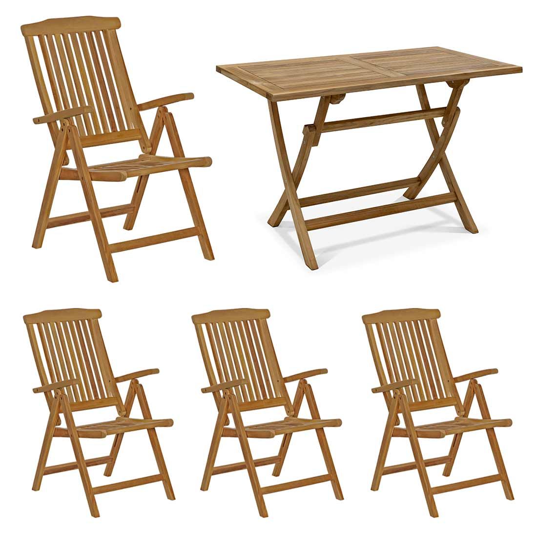 Spisesett ute Ontario 4 plasser teak 120x70 cm - OUTLIV forfra