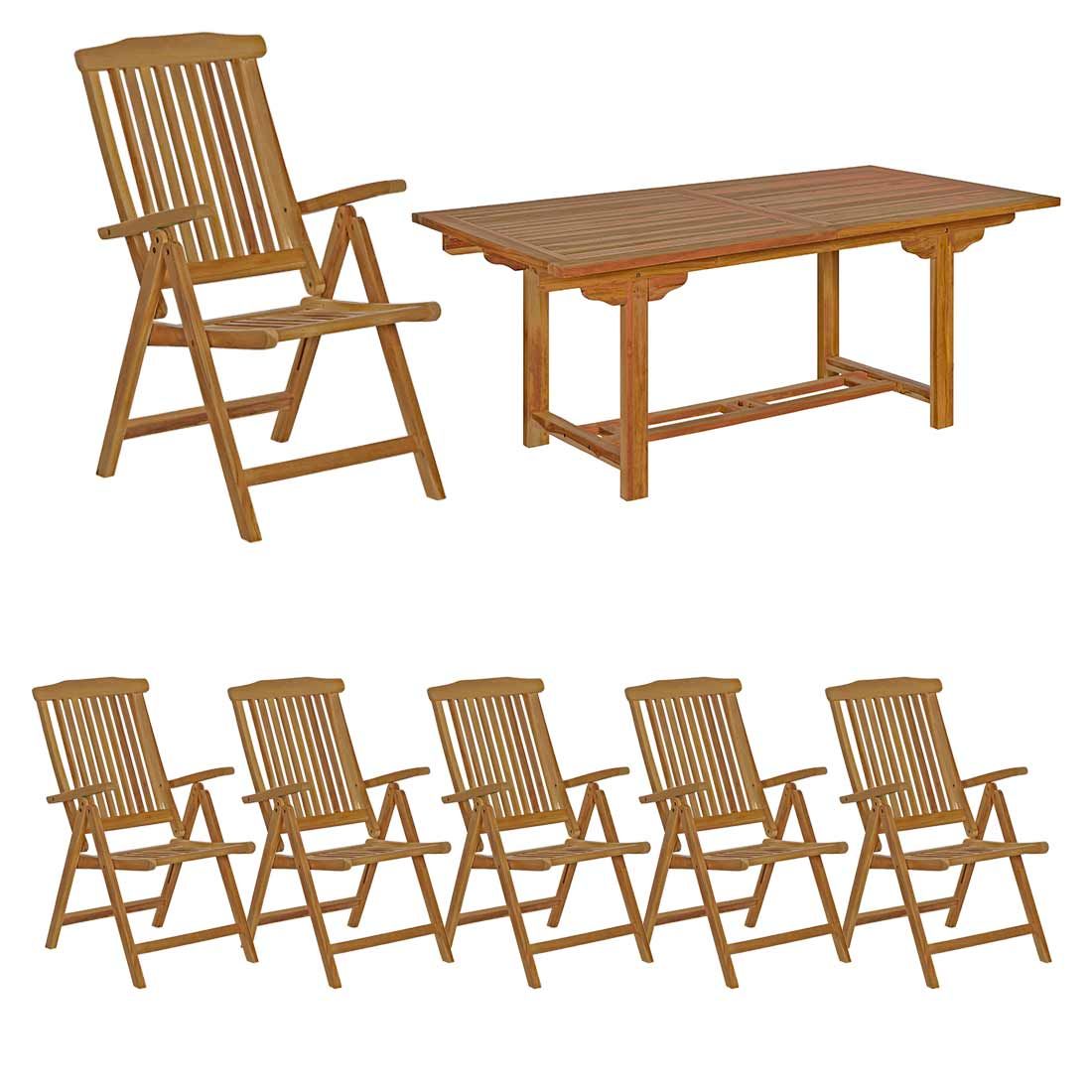 Spisesett ute Ontario 6 plasser teak 180 240x100 cm - OUTLIV forfra