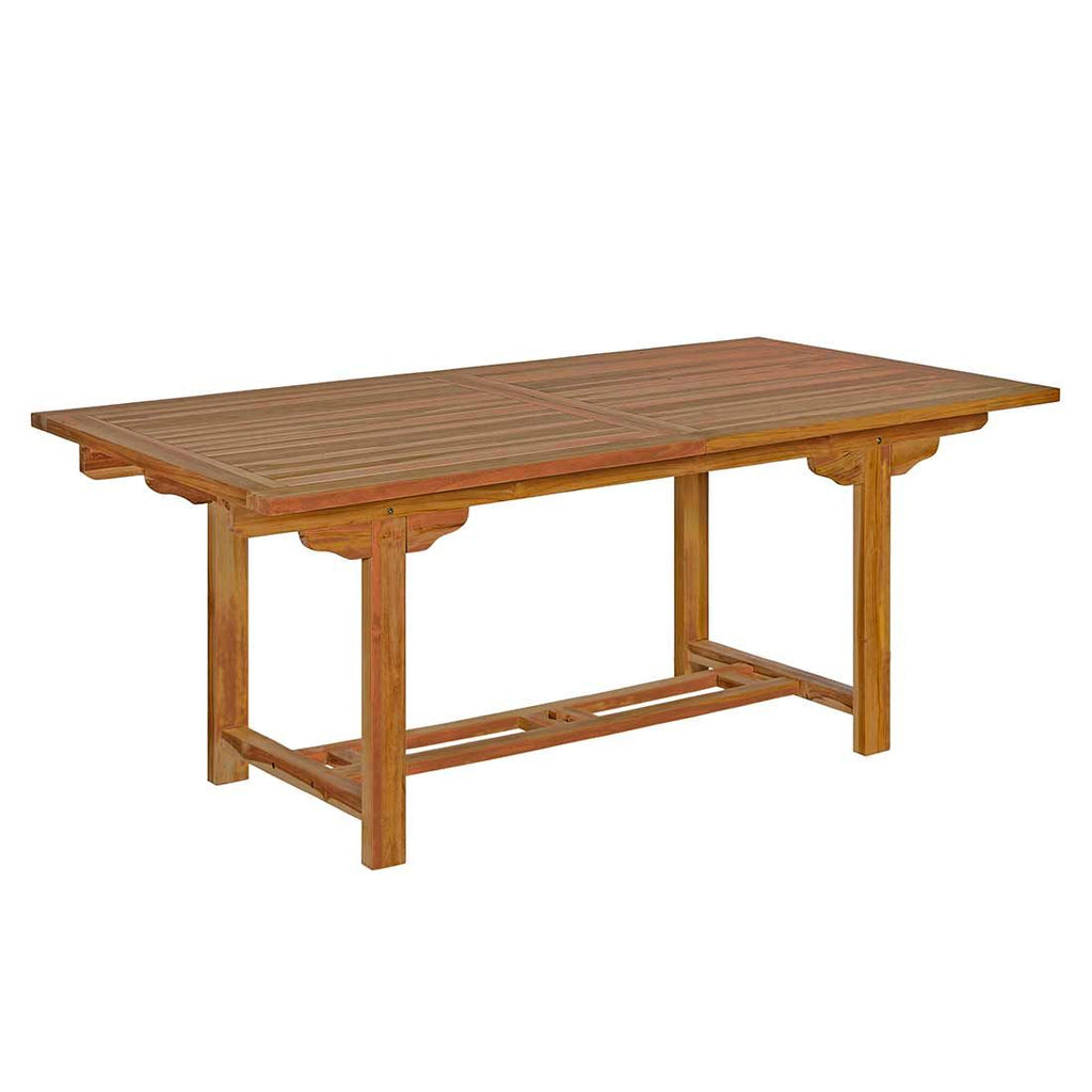Detalj av teakbord på spisesett ute Ontario 6 plasser teak 180 240x100 cm - OUTLIV
