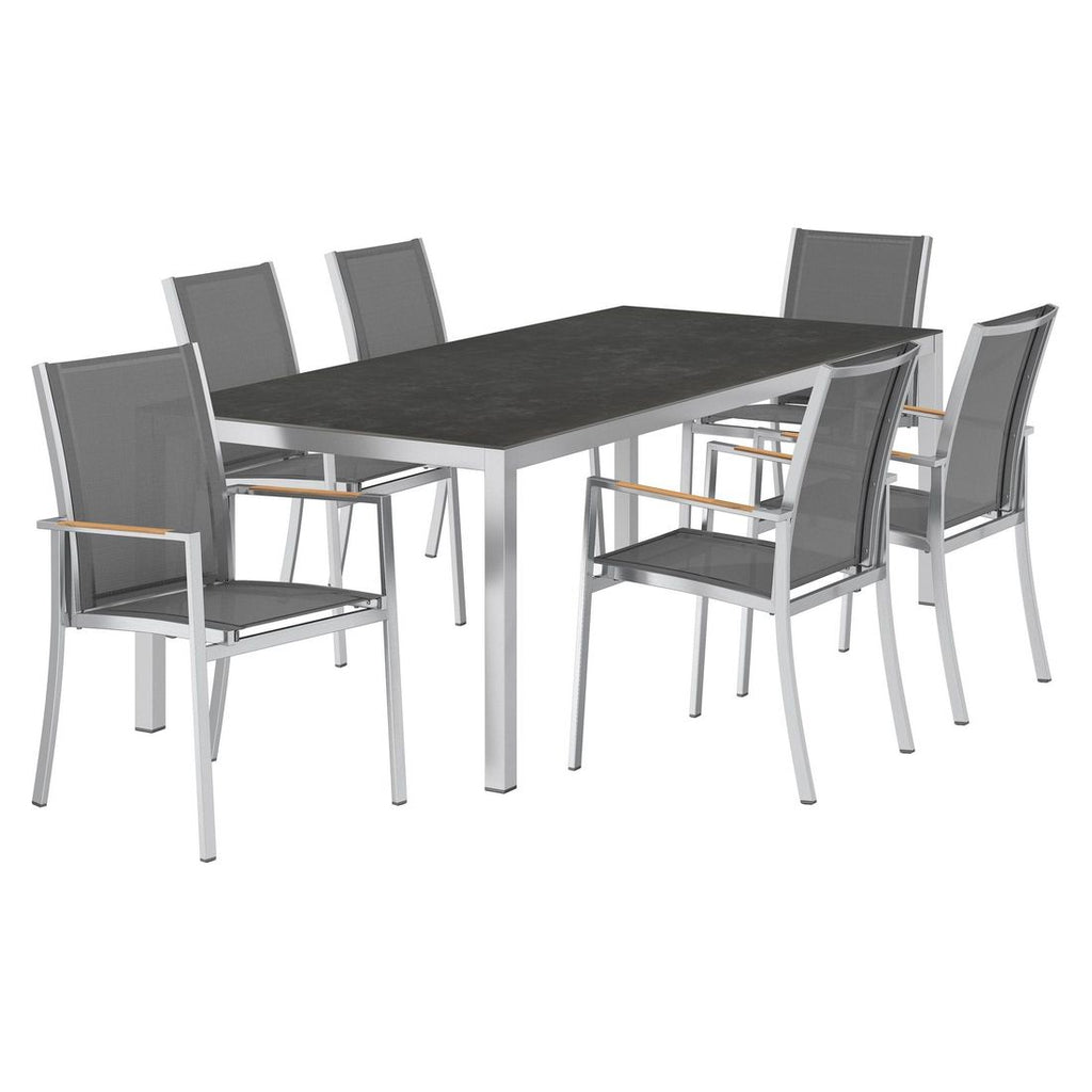 Spisesett ute Oviedo 6 plasser keramikk 220x100 cm grå - OUTLIV bakside