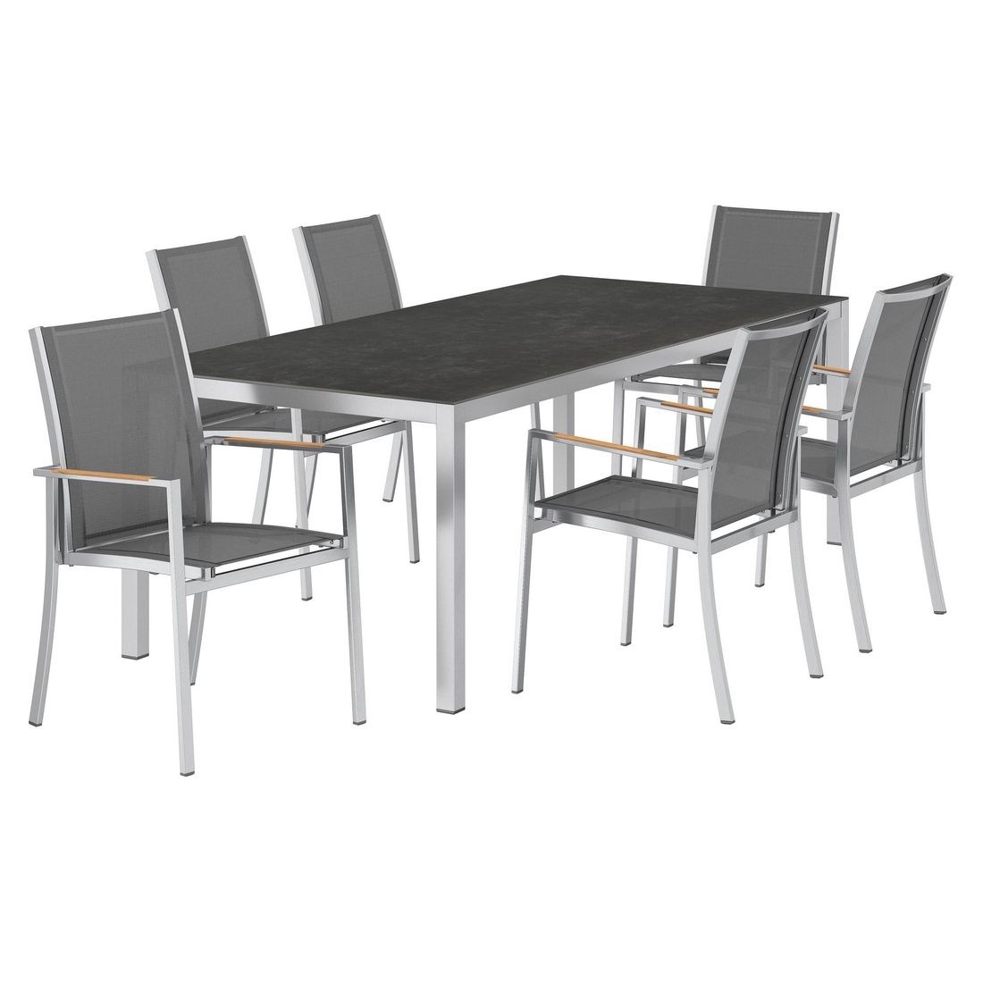 Spisesett ute Oviedo 6 plasser keramikk 220x100 cm grå - OUTLIV bakside