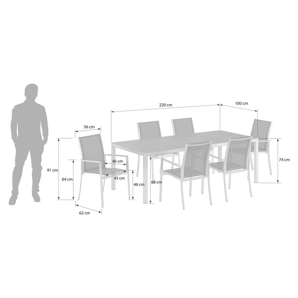 Spisesett ute Oviedo 6 plasser keramikk 220x100 cm grå - OUTLIV detalj av bordplate