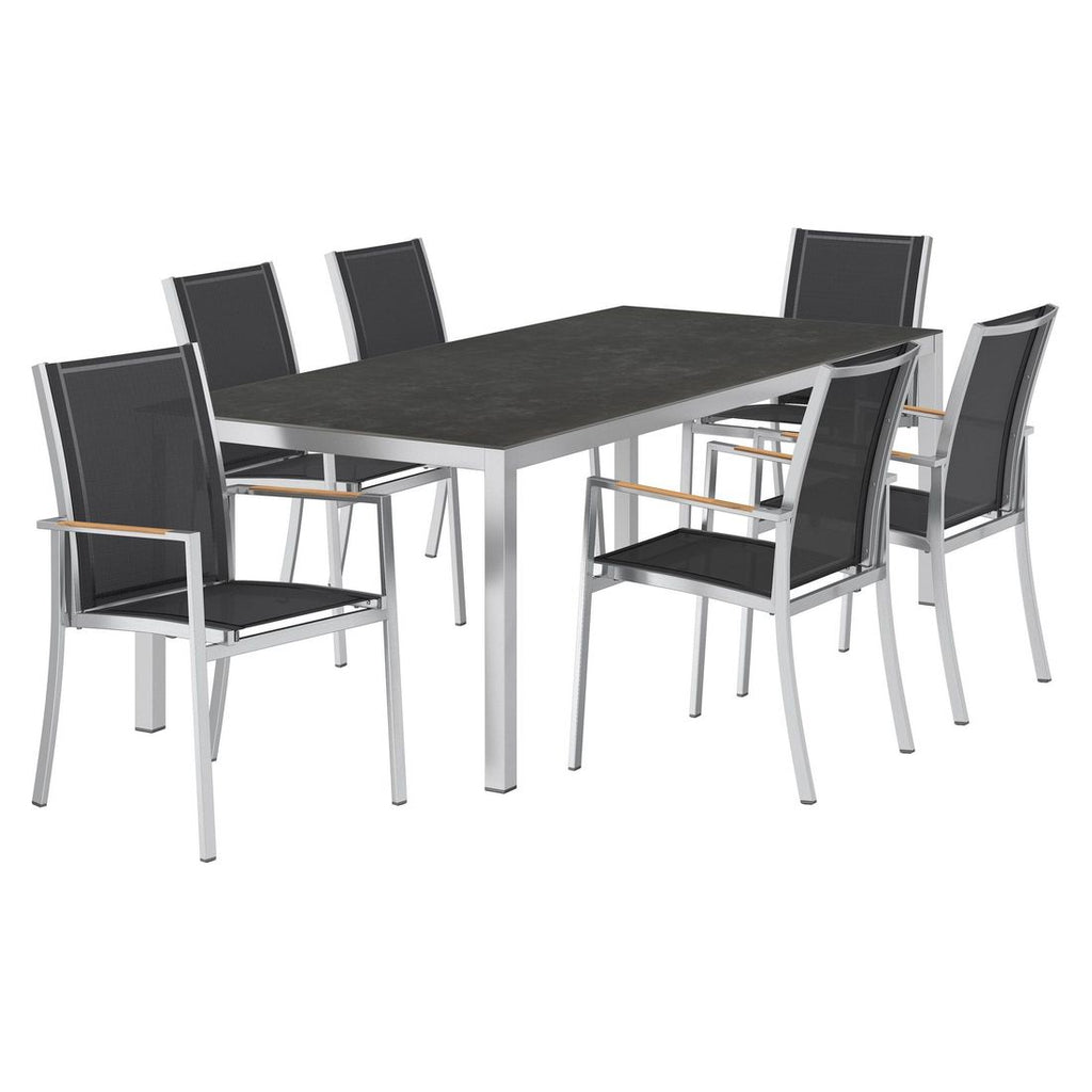 Spisesett ute Oviedo 6 plasser keramikk 220x100 cm svart - OUTLIV bakside