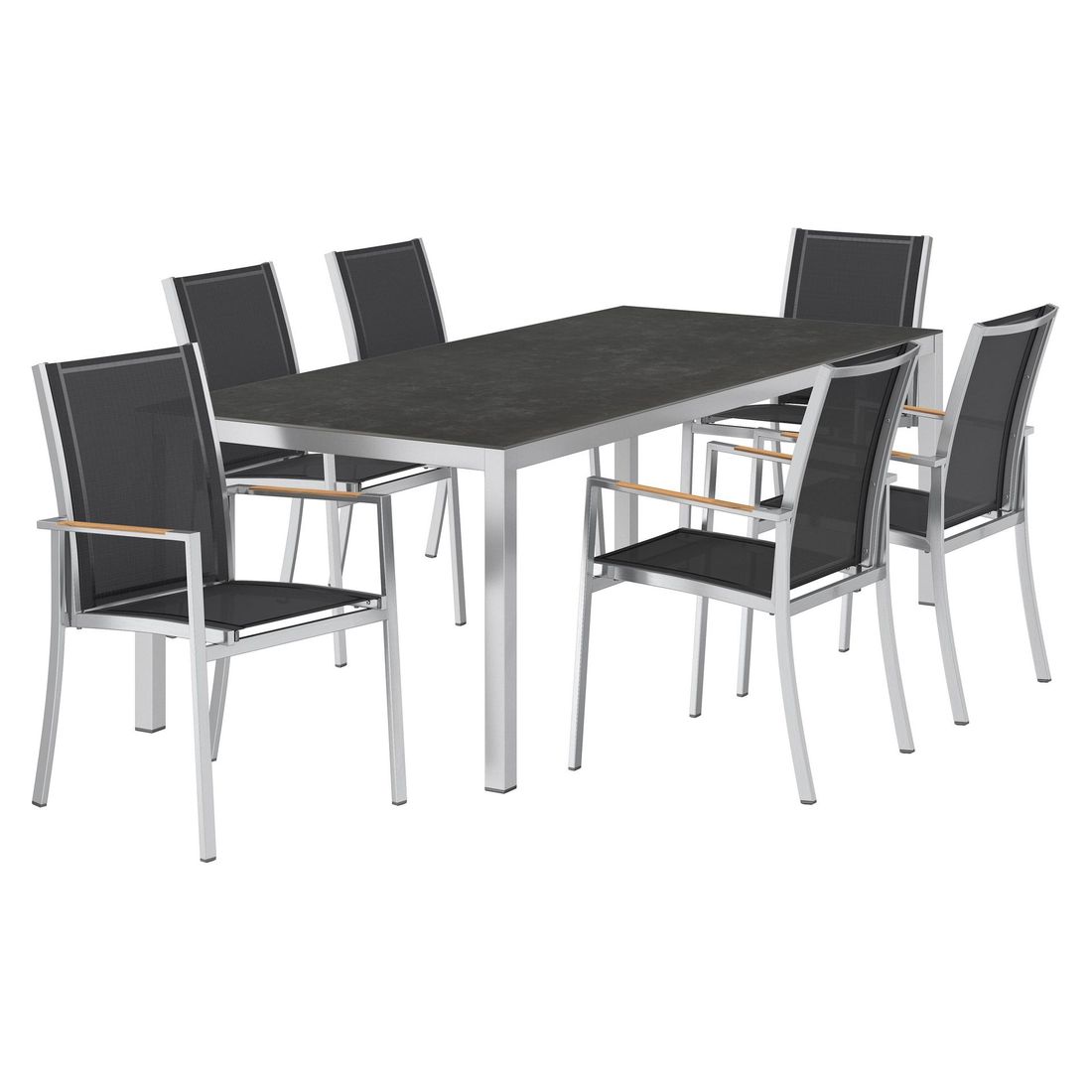 Spisesett ute Oviedo 6 plasser keramikk 220x100 cm svart - OUTLIV bakside
