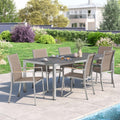 Spisesett ute Oviedo 6 plasser keramikk 220x100 cm taupe forfra