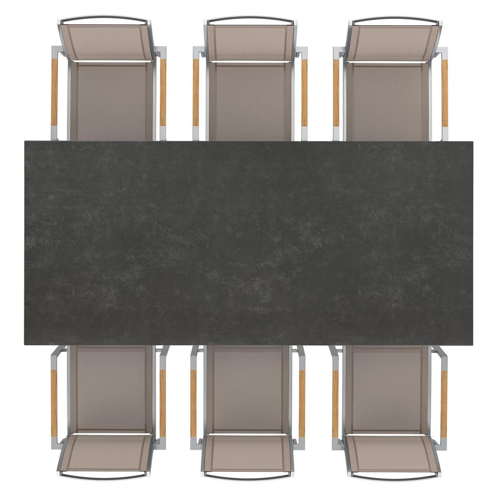 Spisesett ute Oviedo 6 plasser keramikk 220x100 cm taupe nærbilde av stol