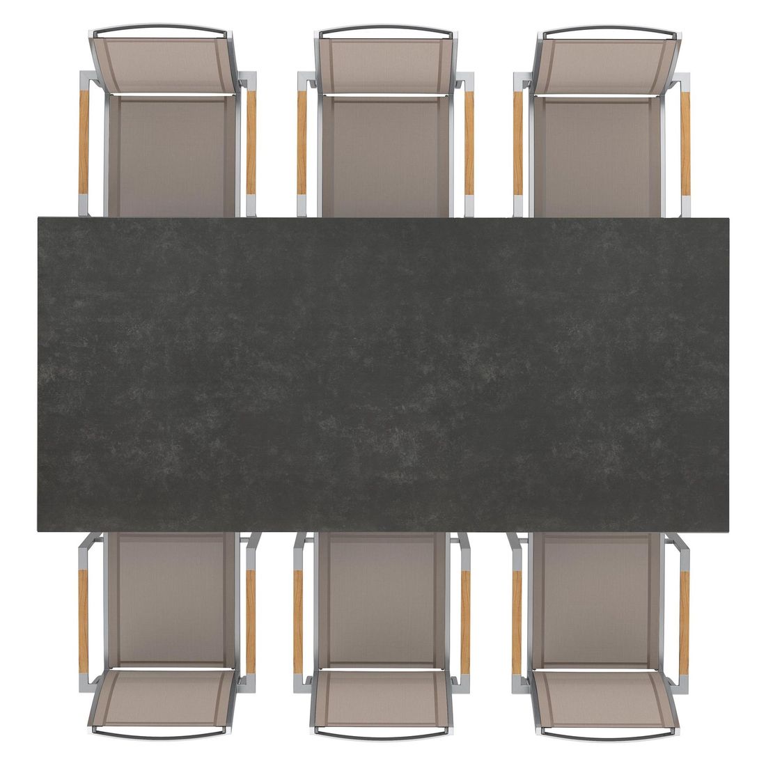 Spisesett ute Oviedo 6 plasser keramikk 220x100 cm taupe nærbilde av stol