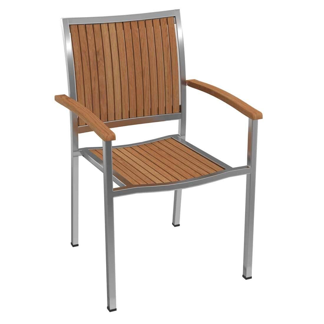 Spisesett ute Pasadena 4 plasser teak rustfritt stål detalj av bordplate