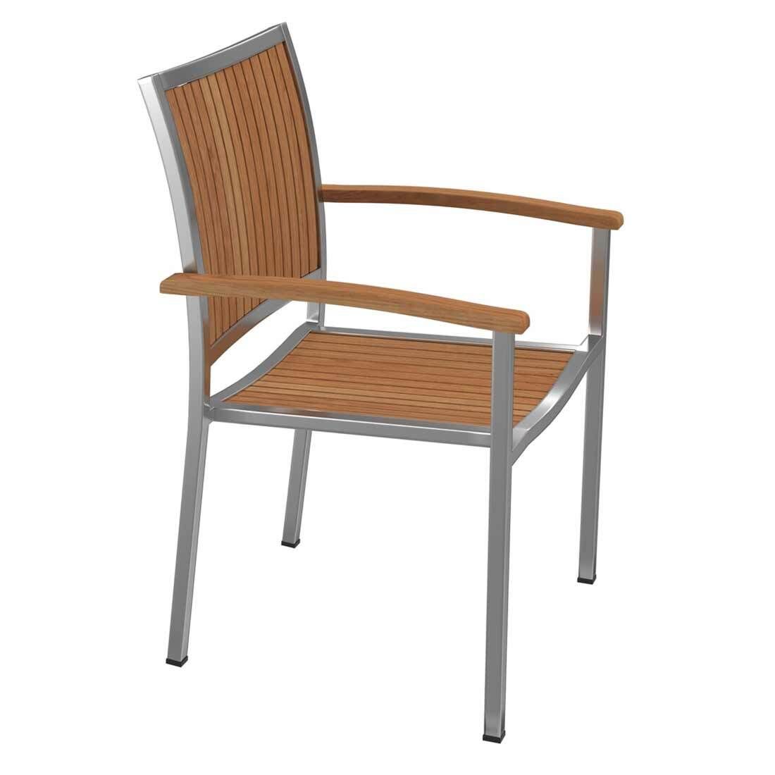 Spisesett ute Pasadena 4 plasser teak rustfritt stål montert på terrasse