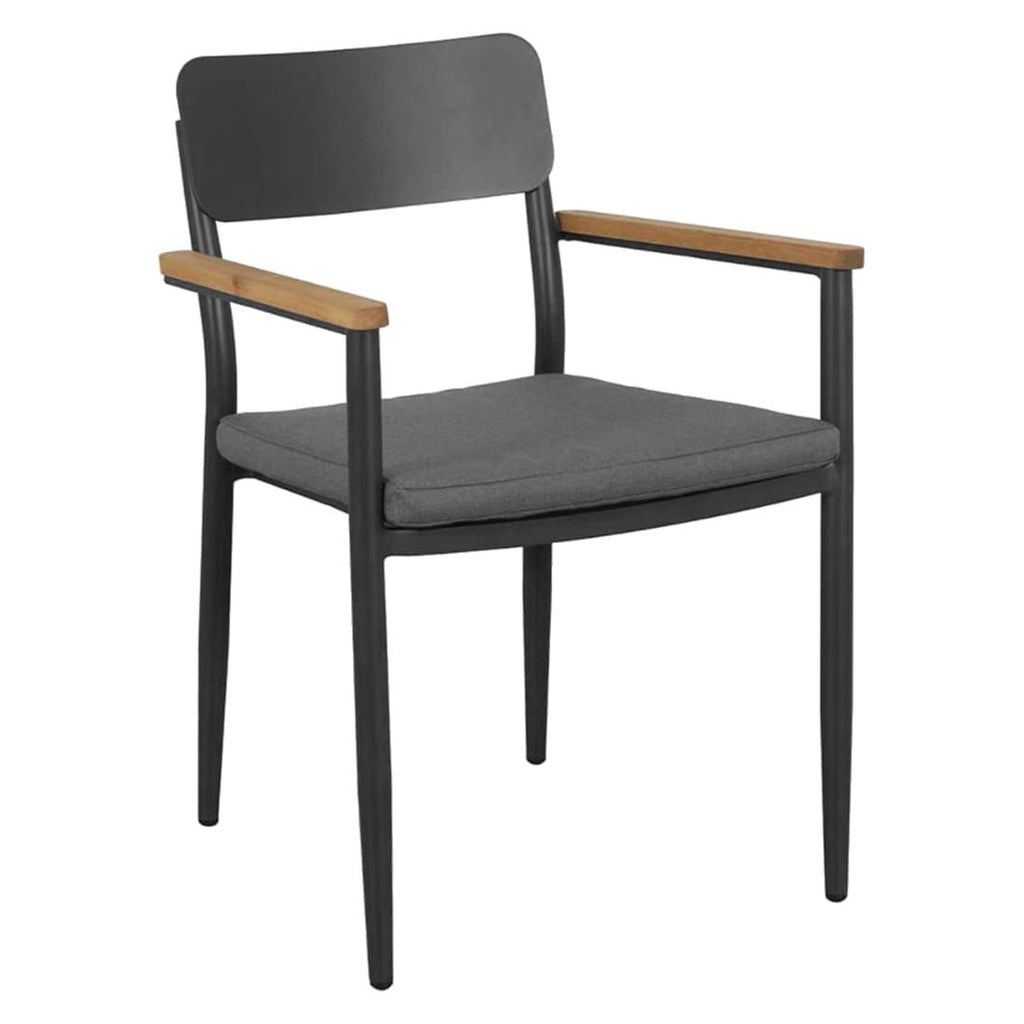 Spisesett ute Perugia II 6 plasser aluminium/teak bakside