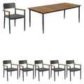 Spisesett ute Perugia II 6 plasser aluminium/teak front
