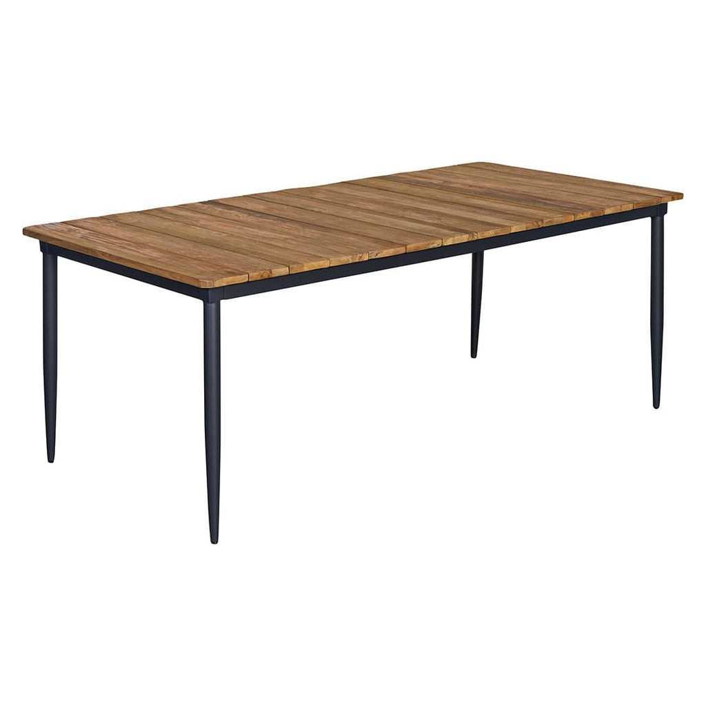 Spisesett ute Perugia II 6 plasser aluminium/teak montert på terrasse