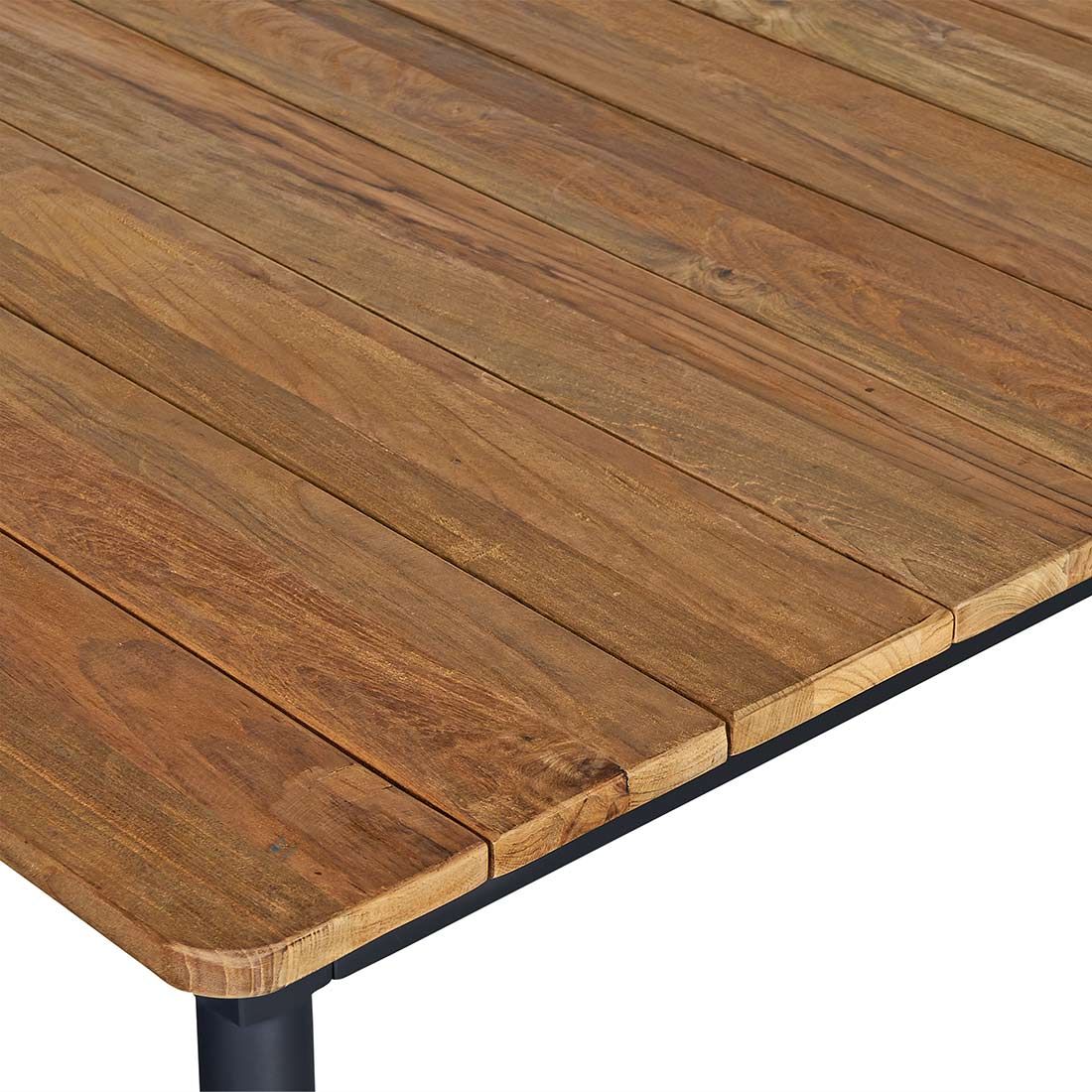 Spisesett ute Perugia II 6 plasser aluminium/teak stabelbare stoler