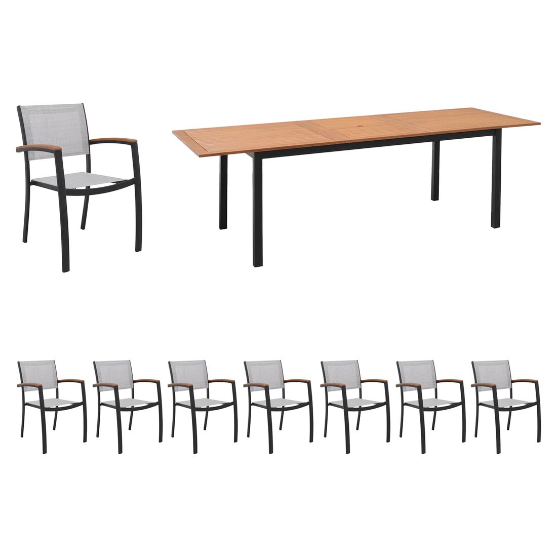 Spisesett ute Ragusa 8 plasser eukalyptus bakside