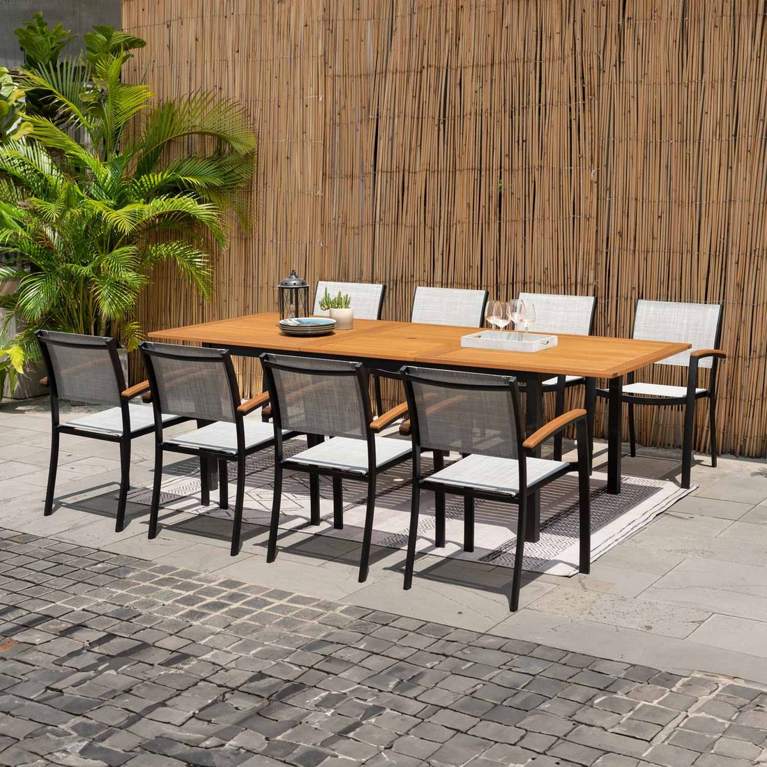 Spisesett ute Ragusa 8 plasser, eukalyptus 180/240x100 cm - LifestyleGarden