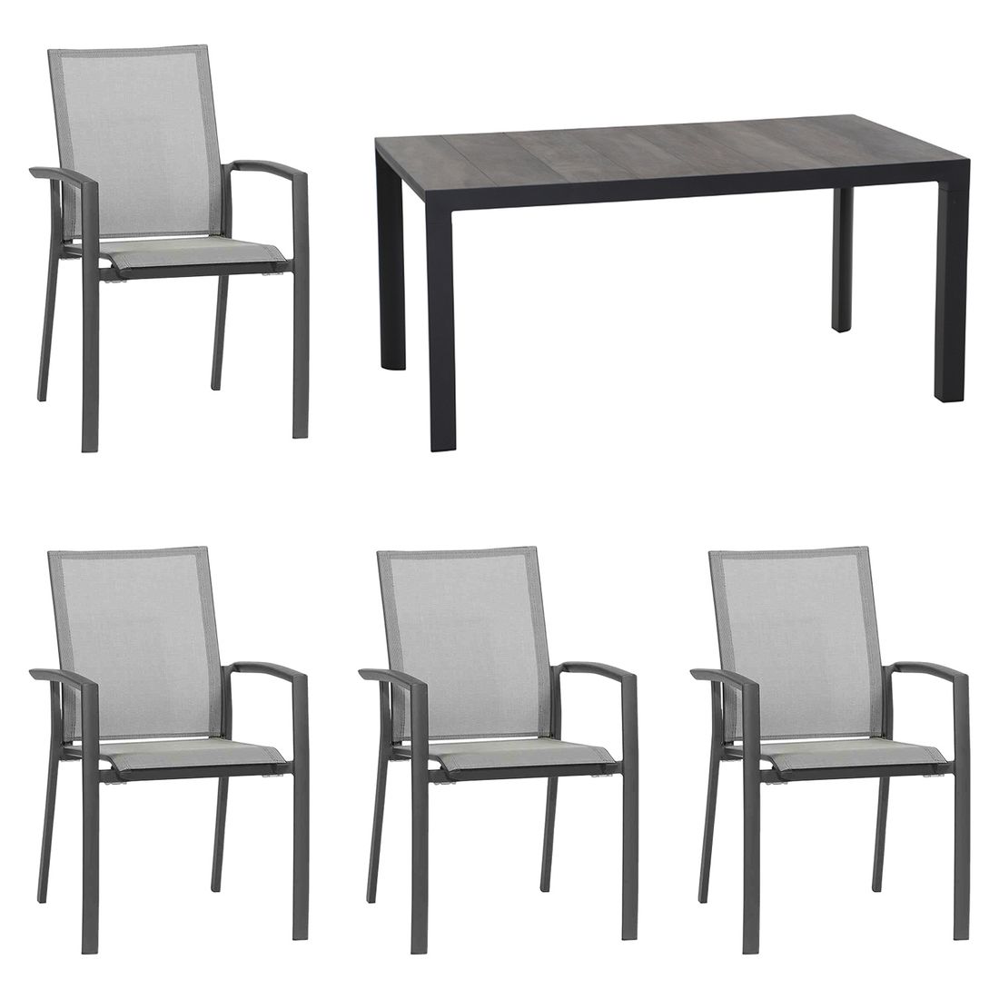 Spisesett ute Velia aluminium keramikk sett bakside