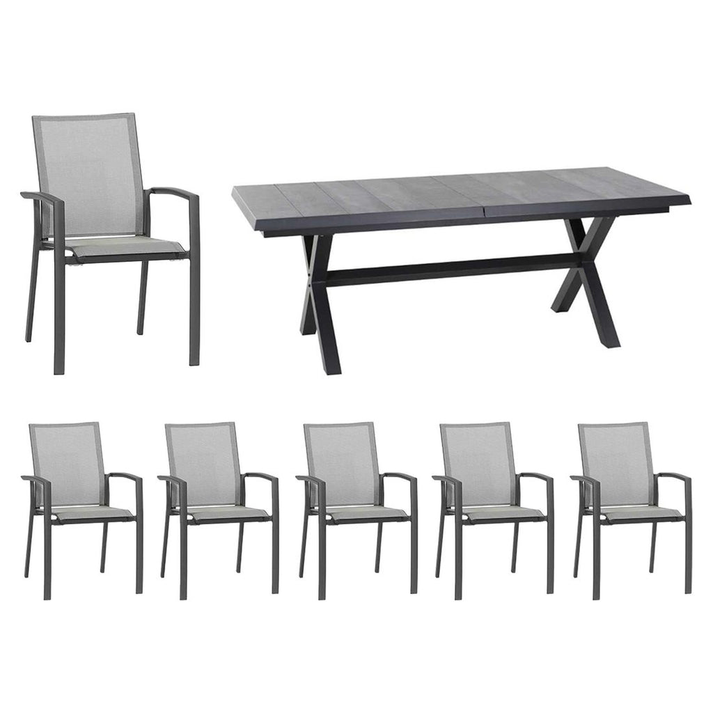 Spisesett ute Velia uttrekkbart 200-260x100 cm 6 plasser - bakside