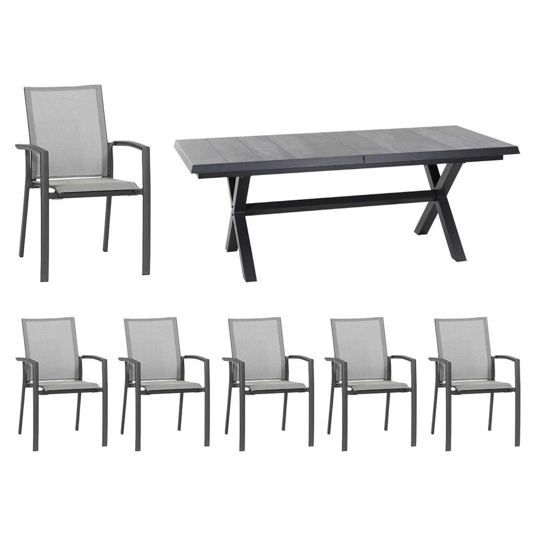 Spisesett ute Velia uttrekkbart 200-260x100 cm 6 plasser - bakside
