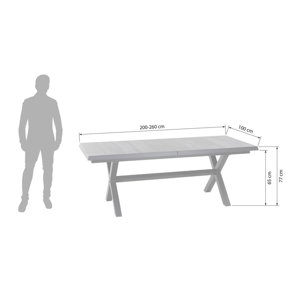 Spisesett ute Velia uttrekkbart 200-260x100 cm 6 plasser - montert på terrasse