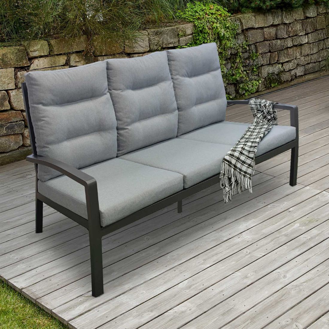 Spisesofa ute Bondino aluminium 210 cm - LC Garden forfra