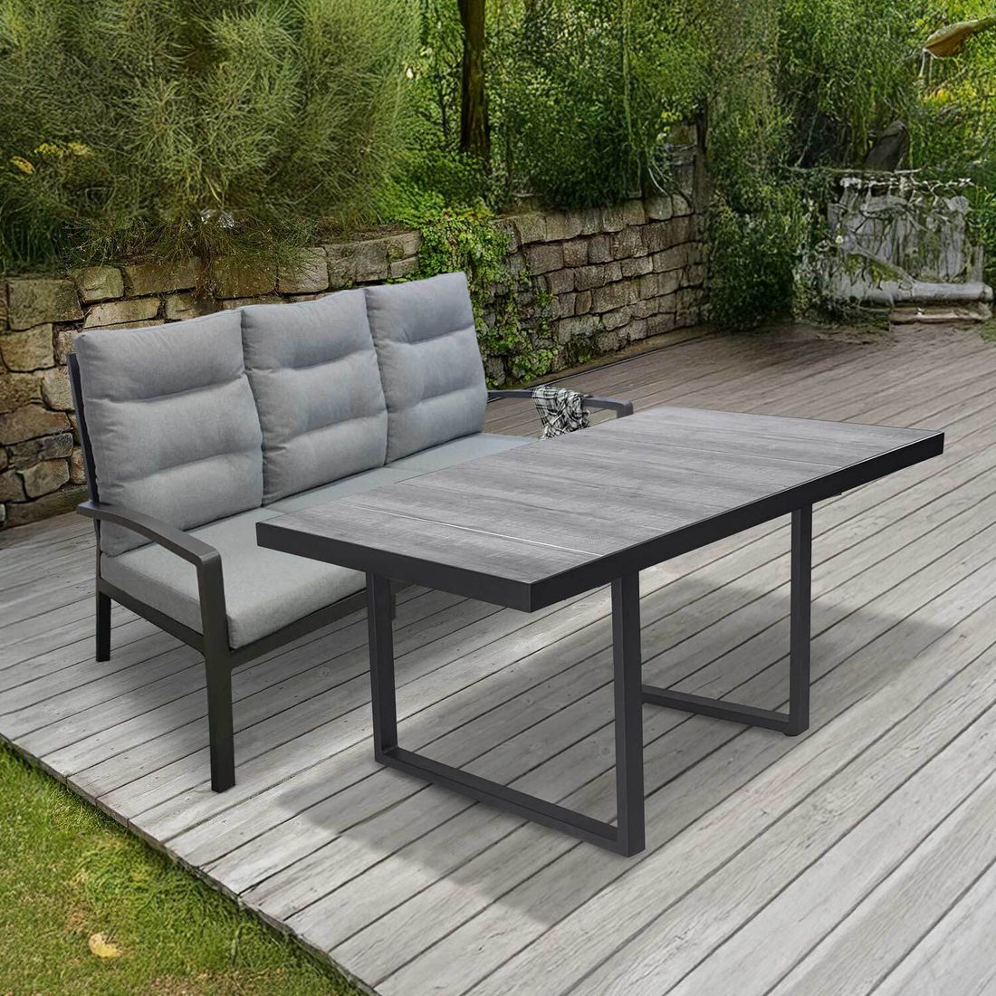 Nærbilde av aluminiumsramme på Spisesofa ute Bondino aluminium 210 cm - LC Garden