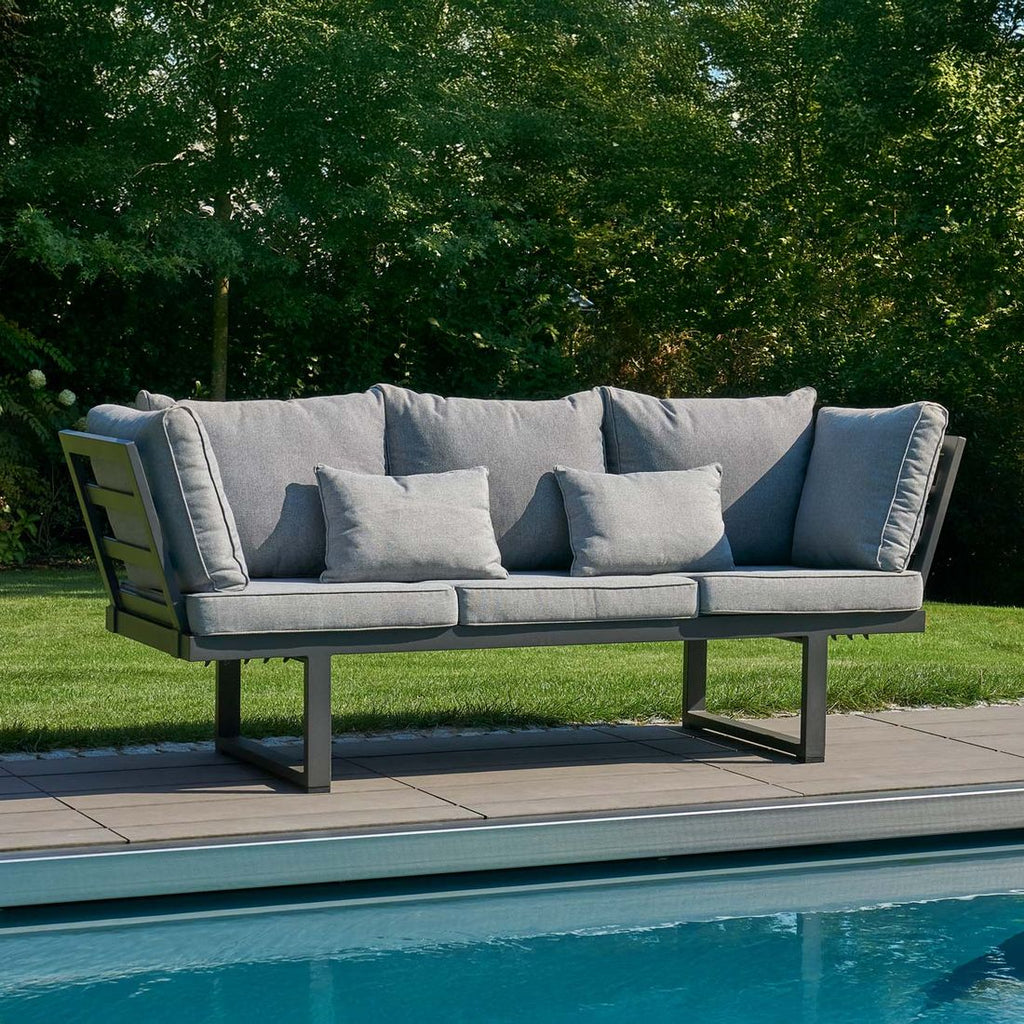 Spisesofa ute Bondino aluminium 214 cm antrasitt fra forfra