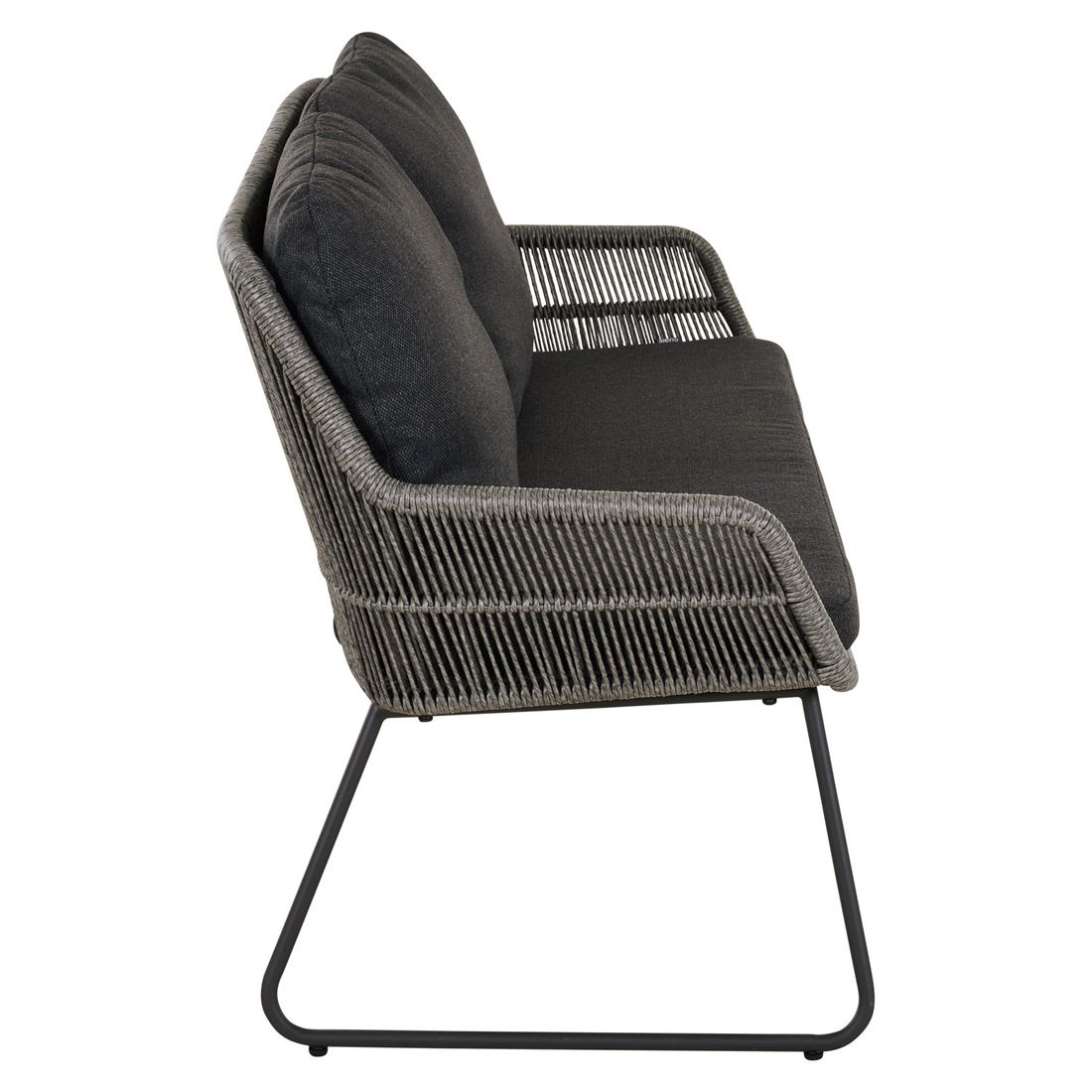 Montert Spisesofa ute Kansas aluminium/flettverk 135 cm - Siena Garden på terrasse