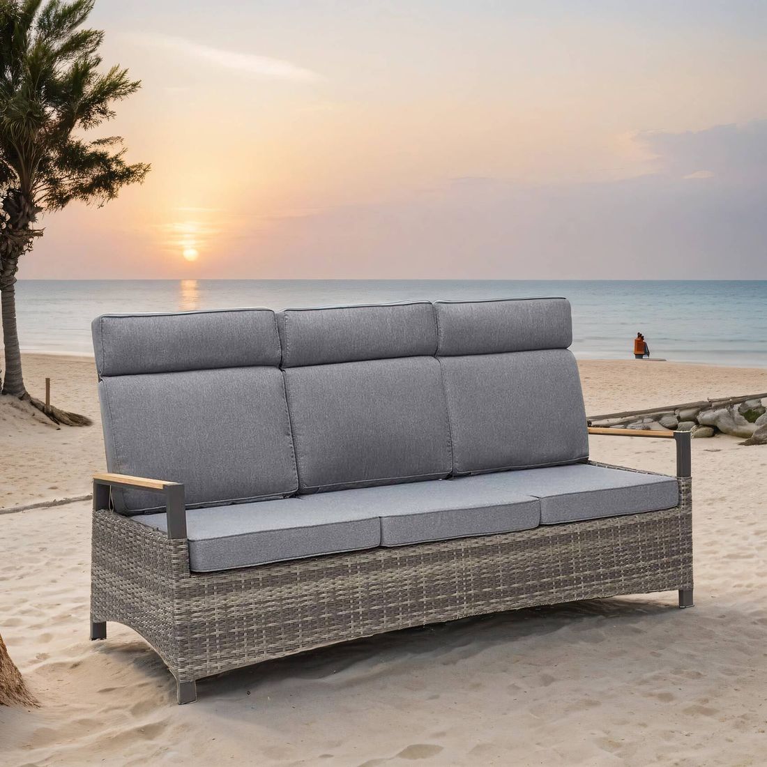 Spisesofa Keramo aluminium/polyrotting 205 cm justerbar forfra