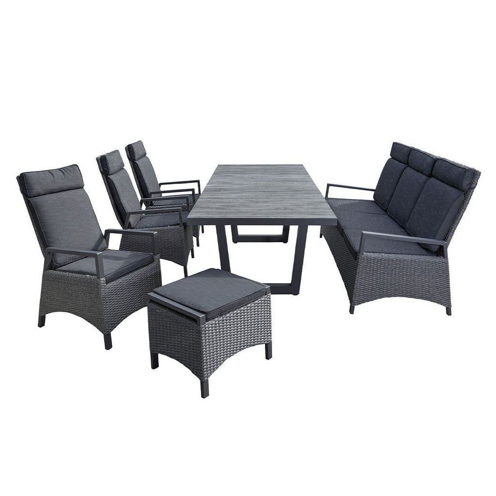 Oversiktsbilde av Spisesofa Keramo polyrotting aluminium 205 cm justerbar med puter