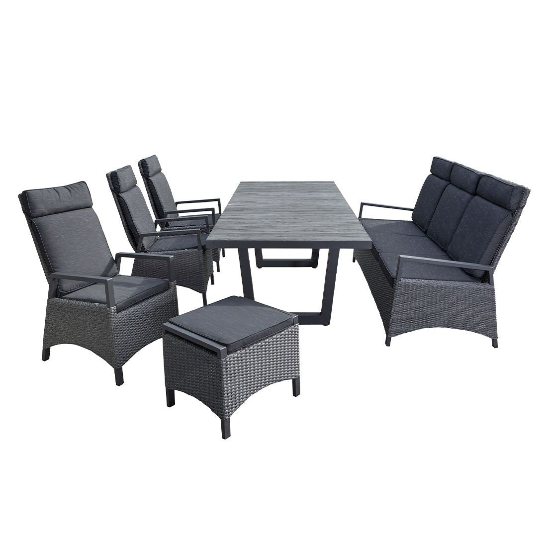 Oversiktsbilde av Spisesofa Keramo polyrotting aluminium 205 cm justerbar med puter