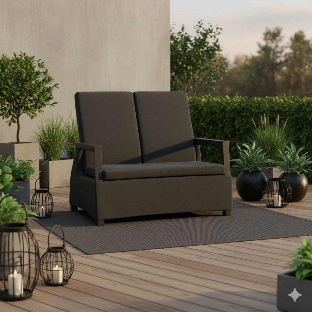 Spisesofa Malaga aluminium/Sunbrella 124 cm forfra
