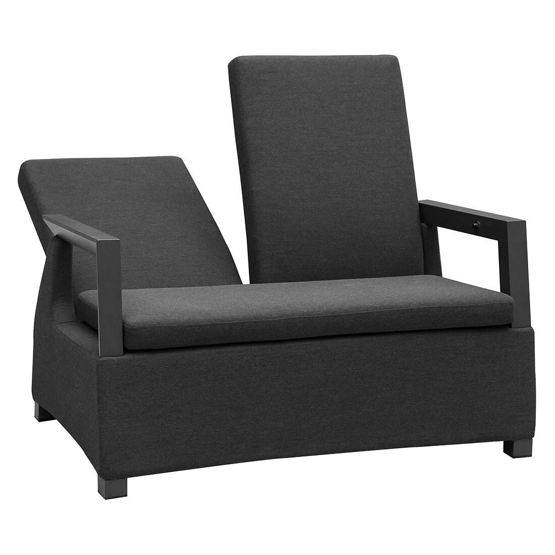 Spisesofa Malaga aluminium/Sunbrella 124 cm montert på terrasse