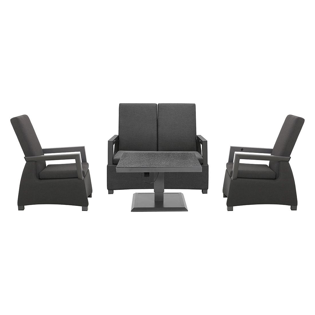 Spisesofa Malaga aluminium/Sunbrella 124 cm i hage