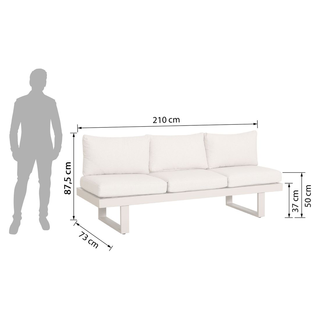 Spisesofa ute Atlanta aluminium 210x73 cm - OUTLIV montert på terrasse