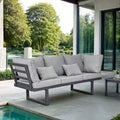 Spisesofa ute Broome aluminium/polyester 214 cm fra fronten