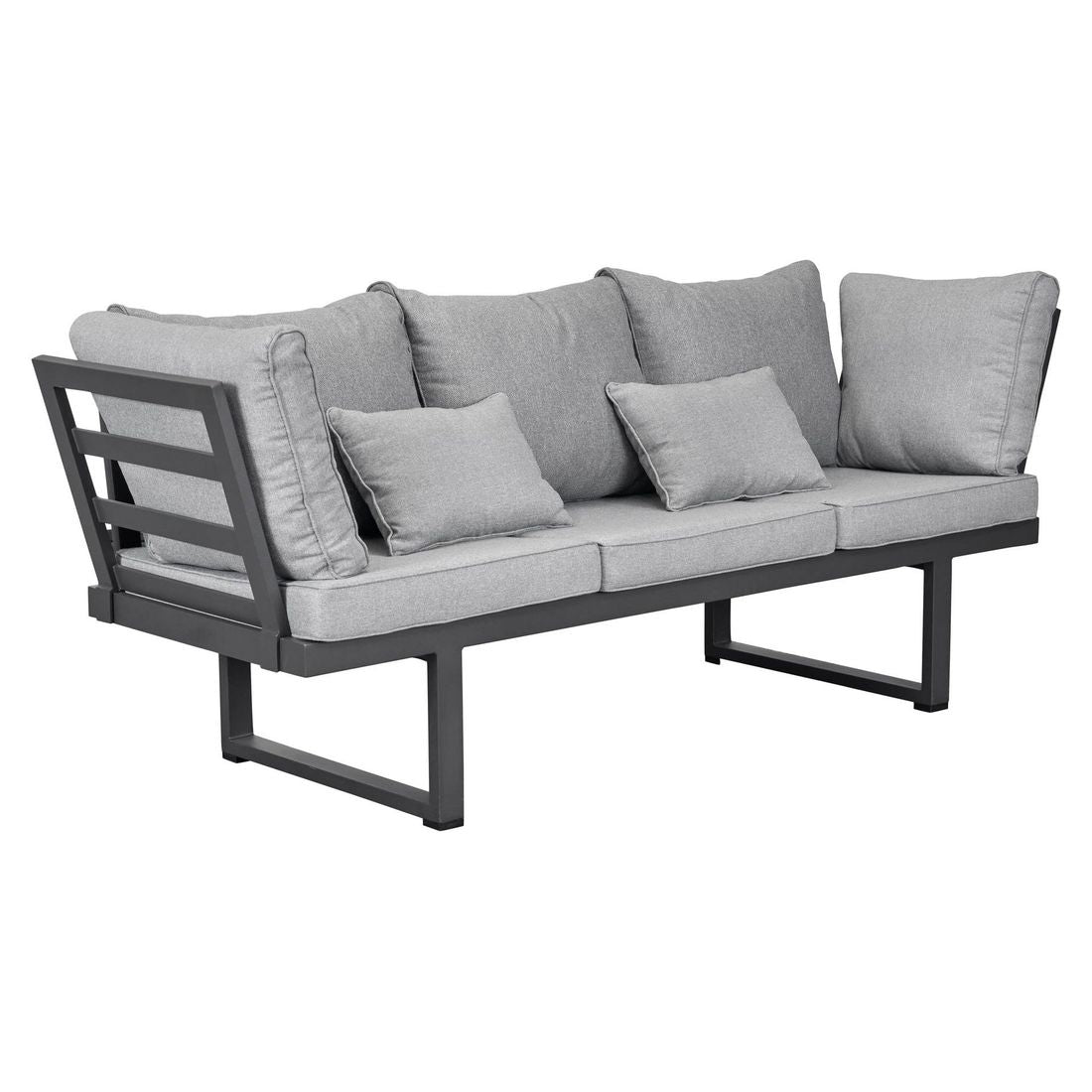 Spisesofa ute Broome aluminium/polyester 214 cm sett fra siden