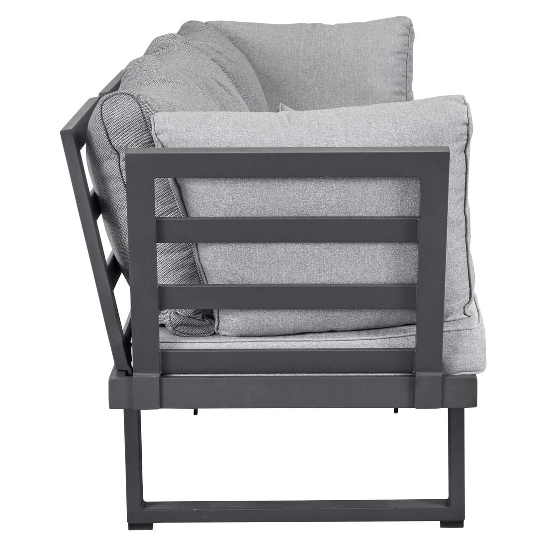 Sideprofil av Spisesofa ute Broome aluminium/polyester 214 cm