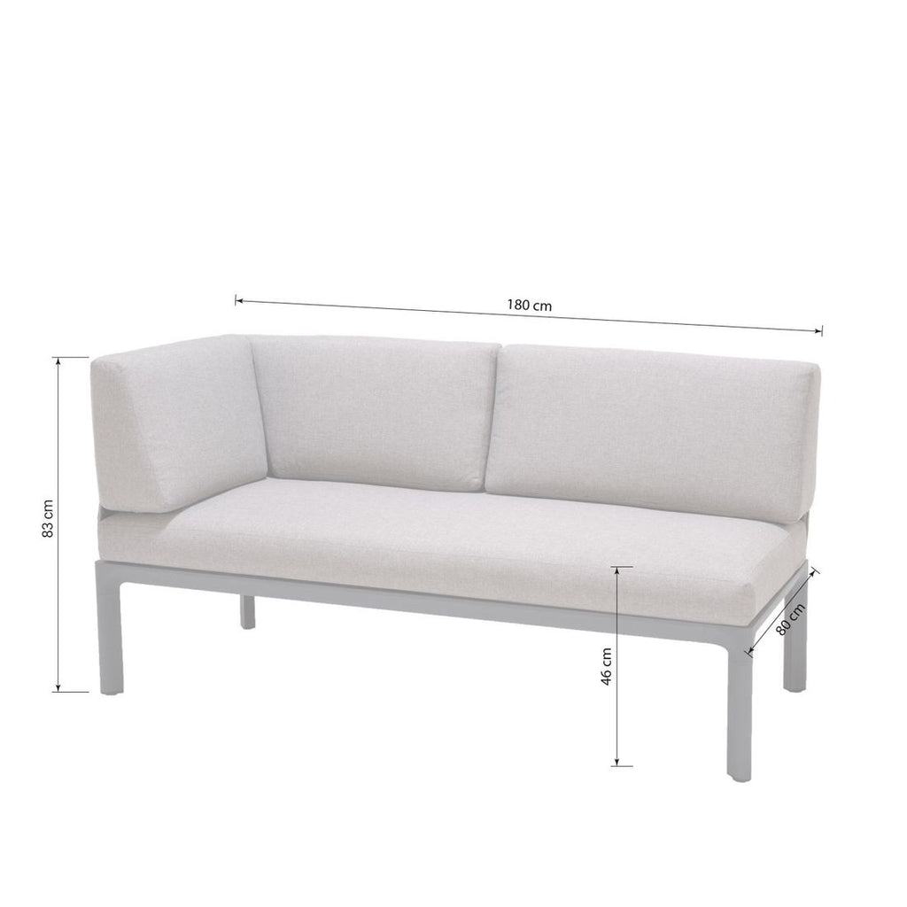 Spisesofa ute Dalgas aluminium olefin 180 cm detalj av stoff