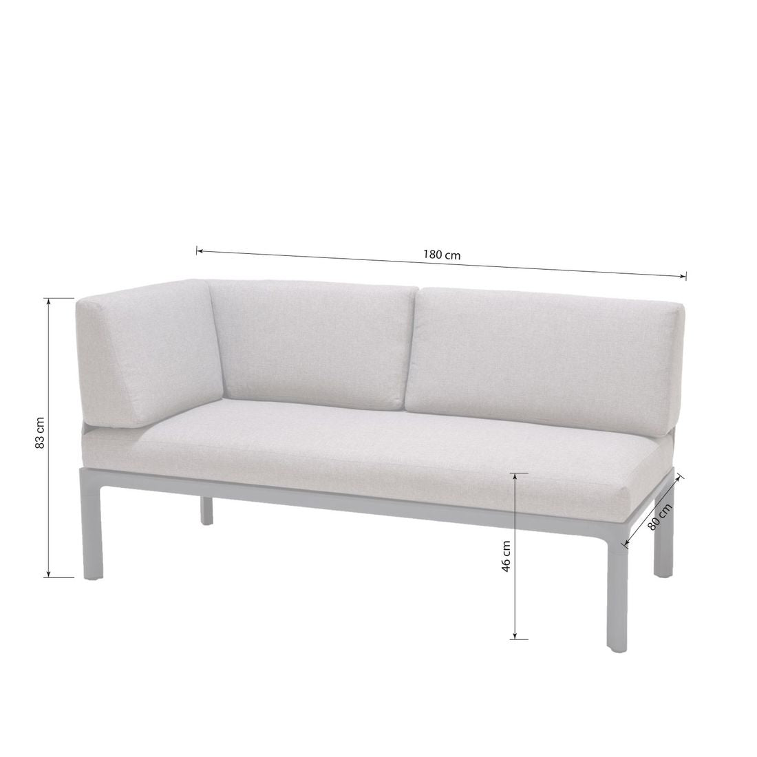 Spisesofa ute Dalgas aluminium olefin 180 cm detalj av stoff
