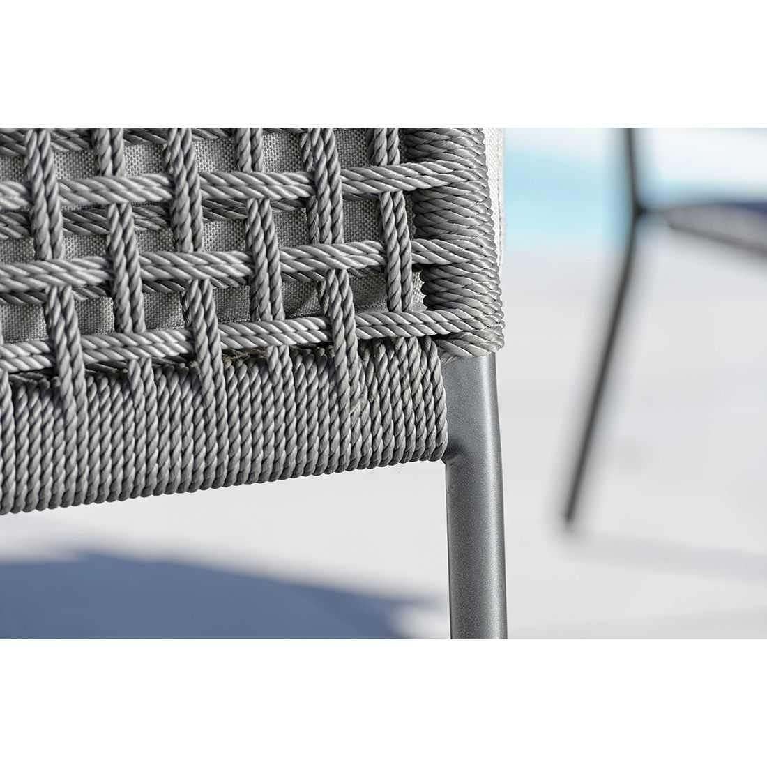 Detaljbilde av Spisesofa ute Greta tau aluminium 166 cm antrasitt tau-materiale