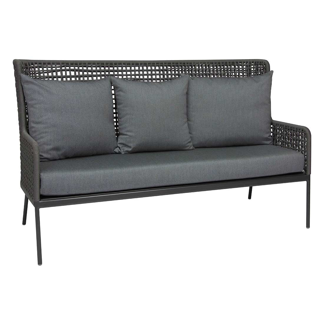 Spisesofa ute Greta tau aluminium 166 cm antrasitt sett forfra