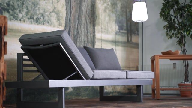 Spisesofa ute Holly aluminium/polyester 216x80 cm forfra