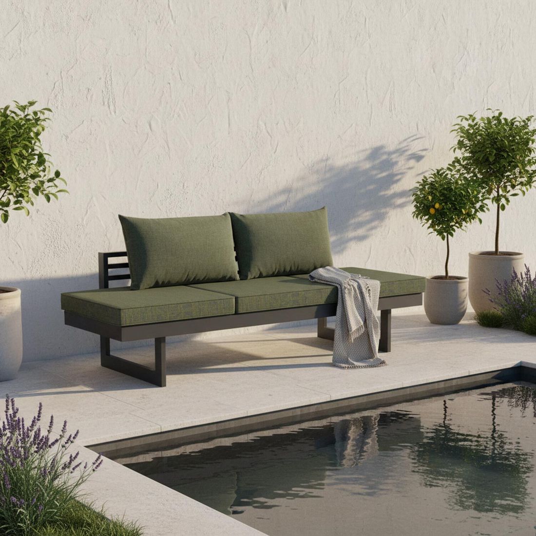 Spisesofa ute New Holly justerbar aluminium front