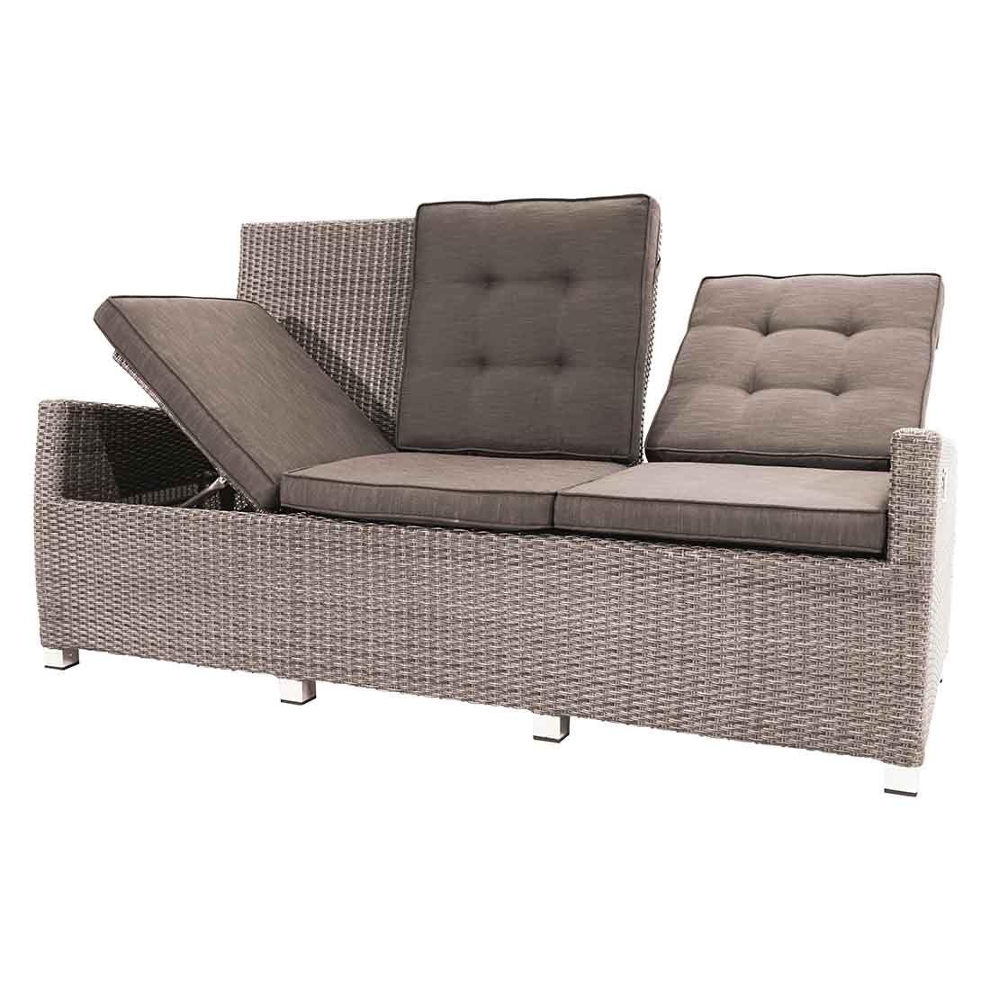 Spisesofa ute Nizza Comfort polyrotting/polyester 210 cm detalj av flettverk