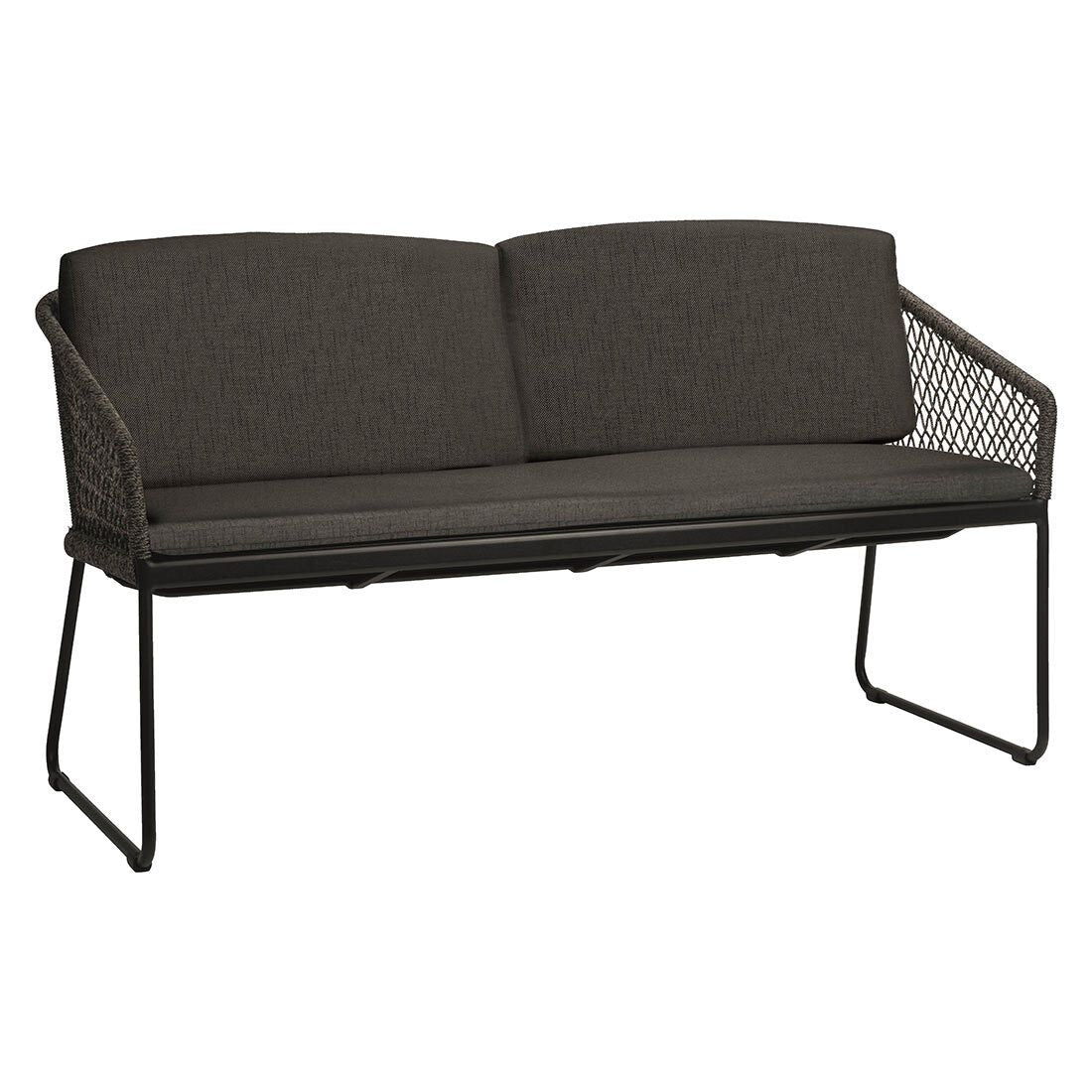 Spisesofa ute Odea aluminium tau 158 cm svart sett forfra