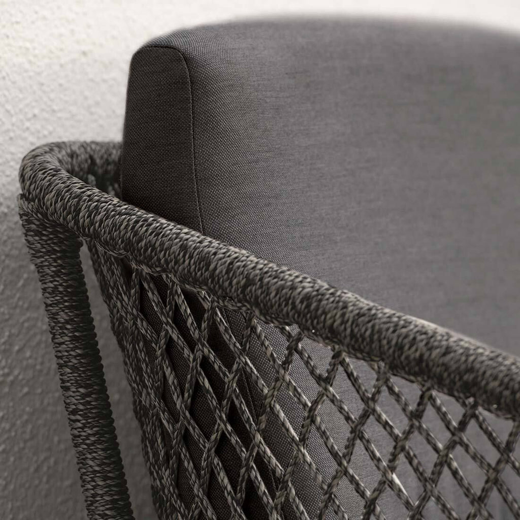 Montert spisesofa ute Odea aluminium tau 158 cm svart på terrasse