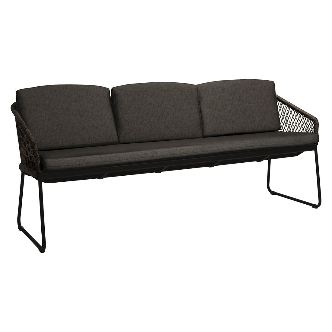 Spisesofa ute Odea aluminium tau 197 cm svart sett forfra